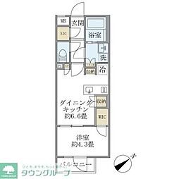 コンポジット早稲田鶴巻町 4階1DKの間取り