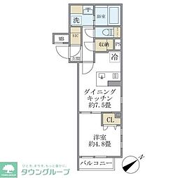 コンポジット早稲田鶴巻町 1階1DKの間取り