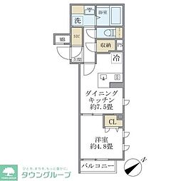コンポジット早稲田鶴巻町 3階1DKの間取り