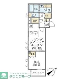 コンポジット早稲田鶴巻町 3階1LDKの間取り