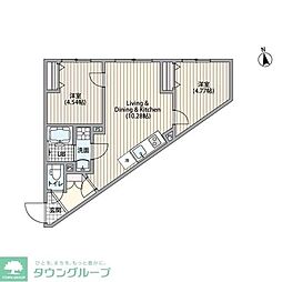 エルファーロ笹塚III 104 1階2LDKの間取り