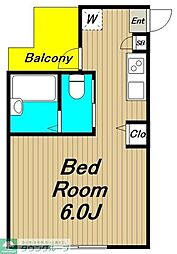 アローネ明大前 3階ワンルームの間取り