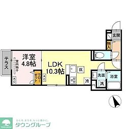 (仮称)中野区鷺宮3丁目PJ 3階1LDKの間取り