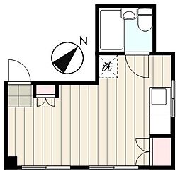 JR山手線 駒込駅 徒歩5分の賃貸マンション 2階ワンルームの間取り