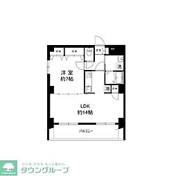 New River Shinjuku 6階1LDKの間取り