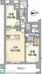 アトラス中野南台 2階2LDKの間取り