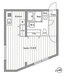ＺＥＳＴＹ東新宿 4階ワンルームの間取り