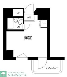 トップ・ルーム新宿公園第2 6階ワンルームの間取り