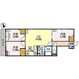 セレスティア松が丘 1階3LDKの間取り