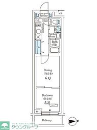防音マンションプラネソシエプラス桜台 1DKの間取図画像