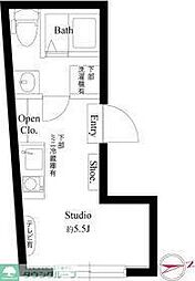 アズ信濃町レジデンス 3階ワンルームの間取り