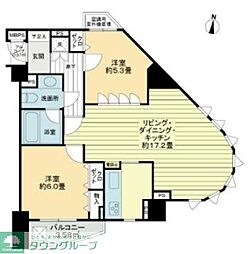 ライオンズガーデン初台 2LDKの間取図画像