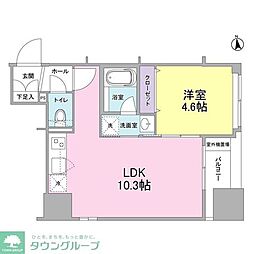 リバーレ東新宿 1LDKの間取図画像