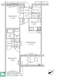 ヒューリックコート元代々木 2LDKの間取図画像