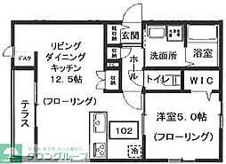 マンション 渋谷区上原2丁目 1LDKの間取図画像