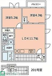 富士ハイツ 2LDKの間取図画像