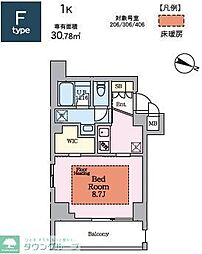 ヴィスタコート幡ヶ谷 1Kの間取図画像