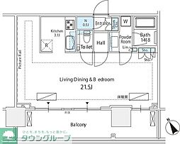 シティタワー新宿 1Kの間取図画像