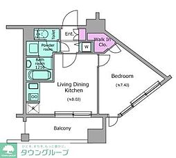 レジディアイチガヤ 1LDKの間取図画像