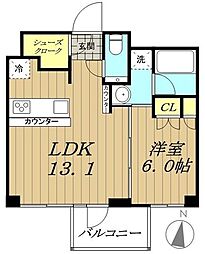レクセル高田馬場 1LDKの間取図画像
