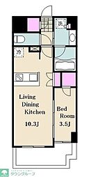 Brillia早稲田鶴巻町 1LDKの間取図画像