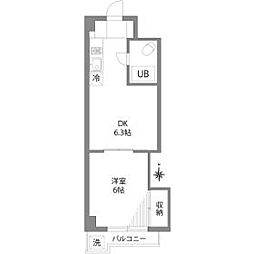 グランヒルズ西新宿 1DKの間取図画像