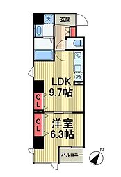エムズサニーパレス月島 1LDKの間取図画像