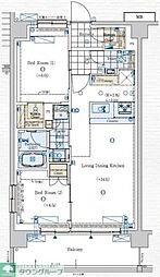 埼玉高速鉄道 赤羽岩淵駅 徒歩9分の賃貸マンション 4階2LDKの間取り