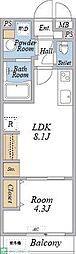 JR埼京線 赤羽駅 徒歩15分の賃貸マンション 1階1LDKの間取り