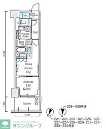 ロイヤルパークス赤羽ノース 5階1DKの間取り