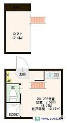 東京メトロ南北線 志茂駅 徒歩7分の賃貸アパート 2階ワンルームの間取り
