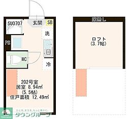 ＣＯＲＥ　ＳＴＹＬＥ板橋 2階ワンルームの間取り