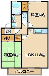 ラフィーネ 1階2LDKの間取り