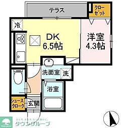 都営三田線 新高島平駅 徒歩4分の賃貸アパート 1階1DKの間取り