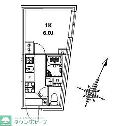JR埼京線 北赤羽駅 徒歩9分の賃貸マンション 3階1Kの間取り