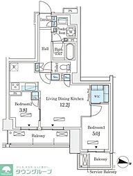ロイヤルパークス赤羽サウス 7階2LDKの間取り