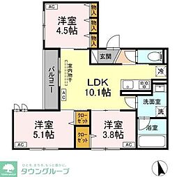 都営三田線 高島平駅 徒歩13分の賃貸アパート 2階3LDKの間取り