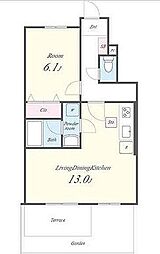 JR埼京線 浮間舟渡駅 徒歩8分の賃貸アパート 1階1LDKの間取り