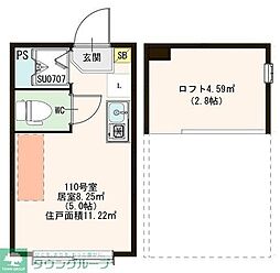 JR京浜東北・根岸線 東十条駅 徒歩9分の賃貸アパート 1階ワンルームの間取り