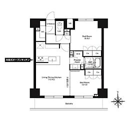 東京メトロ南北線 赤羽岩淵駅 徒歩4分の賃貸マンション 14階2LDKの間取り