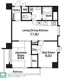 JR埼京線 北赤羽駅 徒歩4分の賃貸マンション 10階2LDKの間取り