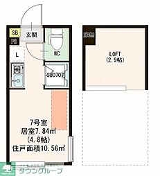 都営三田線 板橋区役所前駅 徒歩7分の賃貸アパート 1階ワンルームの間取り