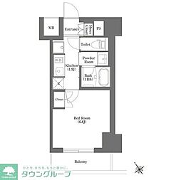 東京メトロ南北線 赤羽岩淵駅 徒歩2分の賃貸マンション 8階1Kの間取り