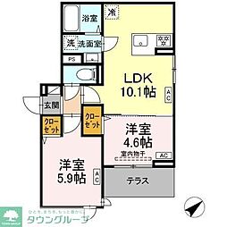東武東上線 中板橋駅 徒歩7分の賃貸アパート 1階2LDKの間取り