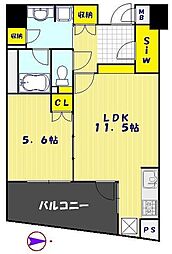JR京浜東北・根岸線 川口駅 徒歩10分の賃貸マンション 7階1LDKの間取り