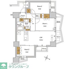 JR京浜東北・根岸線 東十条駅 徒歩5分の賃貸マンション 10階3LDKの間取り