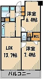 JR埼京線 北赤羽駅 徒歩3分の賃貸マンション 8階2LDKの間取り