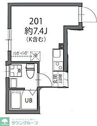都営三田線 板橋本町駅 徒歩10分の賃貸アパート 2階ワンルームの間取り