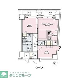 JR山手線 駒込駅 徒歩6分の賃貸マンション 8階2LDKの間取り
