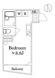 都営三田線 高島平駅 徒歩2分の賃貸マンション 4階ワンルームの間取り